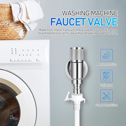 Image of Washing Machine Faucet, Water Spigot with Hose Handle, Washing Machine Tap Dishwasher Angle Valve Laundry Tap(Chrome Finish)