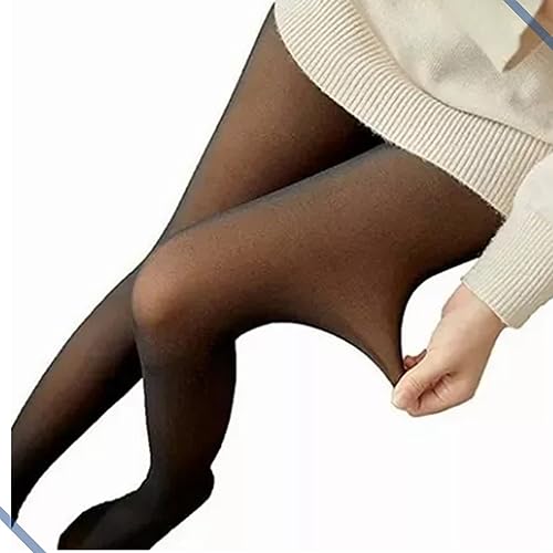 Meia Calça Translucida Forrada Super Quente De Lã Aveludada (Preta-Translucida-COM-PÉ)