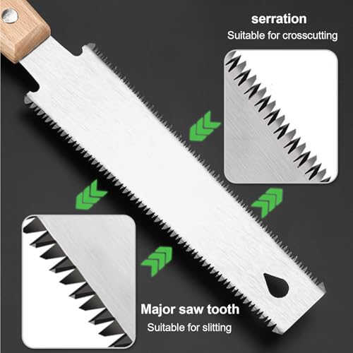 Kleine Handsäge,Japansäge Handsäge,Bündigschnittsäge,Dübelsäge,Holz Feinsäge,SK-5 Stahl Holzsäge,Zweischneidig Zugsäge,Kleine Säge Haushaltssäge mit Holzgriff für Holzbearbeitung und Heimwerker