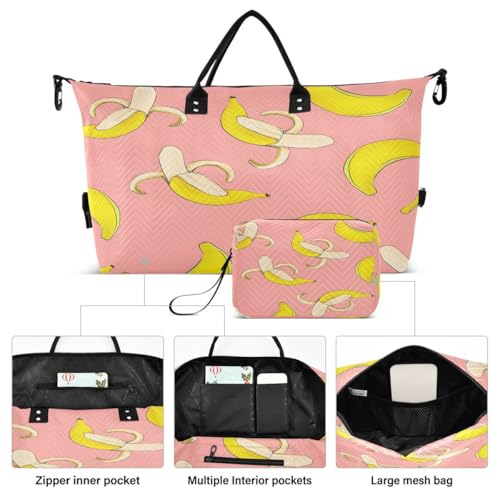 Banana Cute Travel Duffle Bag Gym Bag Weekender Bags with Toiletry Bag Travel Trip Tote Bag2