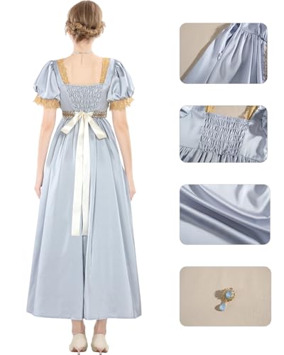Robe victorienne Regency à taille empire Fiamll avec écharpe