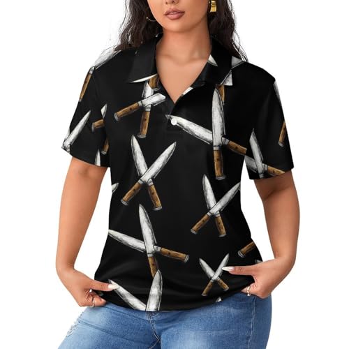 Polo clásico de manga corta con cuello para mujer Crossed ChefKnives ropa cómoda de golf