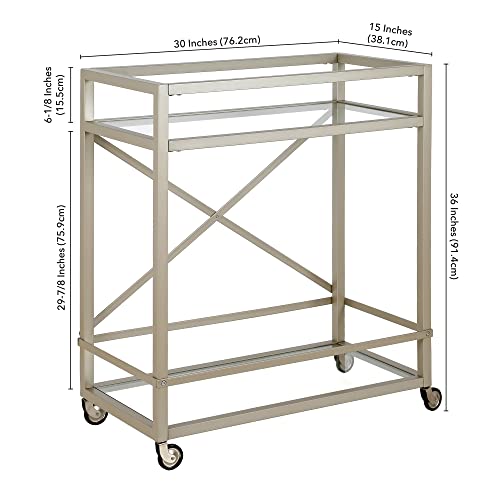 Image of Wilson 30'' Wide Rectangular Bar Cart in Satin Nickel