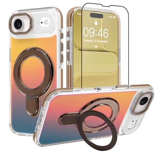 Image of Magnetic for iPhone Air 6.5 inch Case with Stand [Compatible with Magsafe] [Cute Fashion Fluorescent Design] [1 Screen Protector] Slim Translucent Matte Case for iPhone Air 6.5 inch 2025, Desert