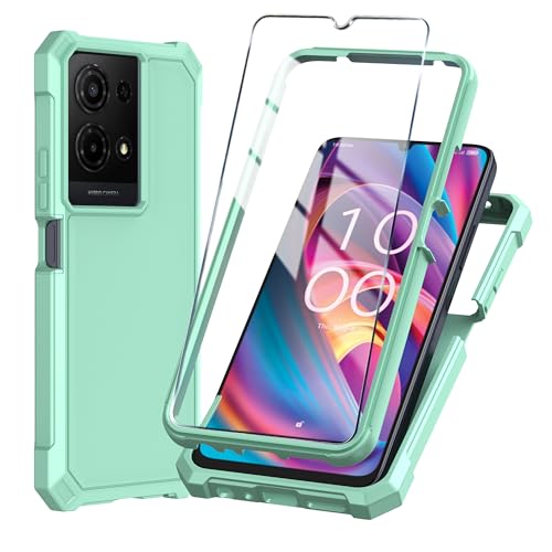 Mocotto for TCL K32/K33 5G 2025 Phone Case with Tempered Glass Screen Protector Slim Soft Silicone Full-Body Protective Cover (Green)
