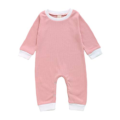 Baby Girl Boy Tie Dye Romper Jumpsuit,Infant Long Sleeve Ribbed Bodysuit One Piece Pajamas Fall Winter Clothes Outfits (Pink, 0-6 Months)