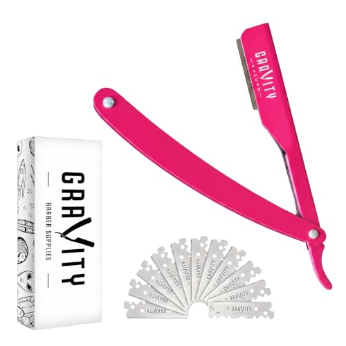 Gravity Razors Professional Straight Razor - Ultra Exposed Straight Razor Kit with 10 Gravity Premium Blades, 2mm Exposed (Panthera)