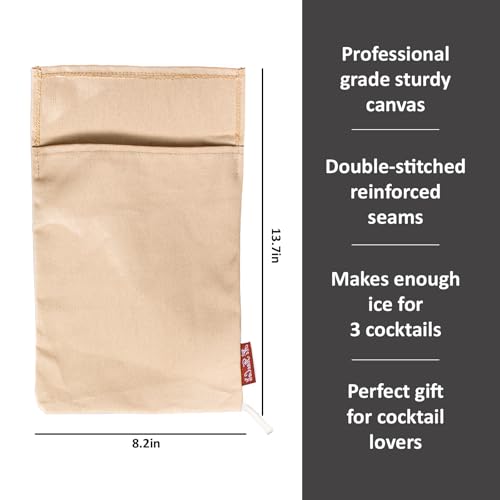 Sac à glace en toile beige style Lewis pilon à glaçons coton durable