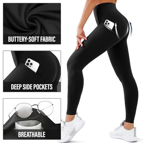 none 3 Pack Leggings for Women High Waisted No See-Through Tummy Control Soft Yoga Pants Womens Workout Athletic Running Leggings の商品画像 3