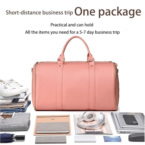 Trendfetchus Foldable Travel Bag,Multifunctional,Waterproof High Capacity Carry on Duffle Suit Bags with Detachable Shoulder Strap(Beige)3