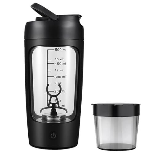 YOHOABSER Electric Protein Shaker Bottle with Storage Box,22oz USB Rechargeable Mixer Cup,Made with Tritan, BPA Free, Protein Shakes for Mixer (Black)