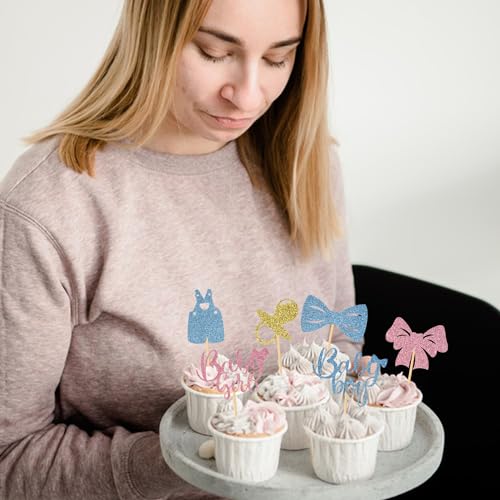 Moffris 24Pcs Glitter Oh Baby Cupcake Toppers Baby Girl Cupcake Toppers Cupcake Picks For Baby Shower Gender Reveal Birthday Party Supplies thumb #4