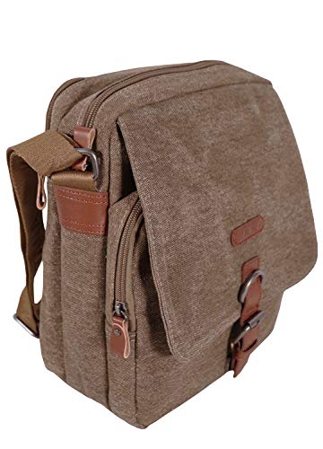 Grand sac bandoulière homme toile marron besace tissu cuir Katana