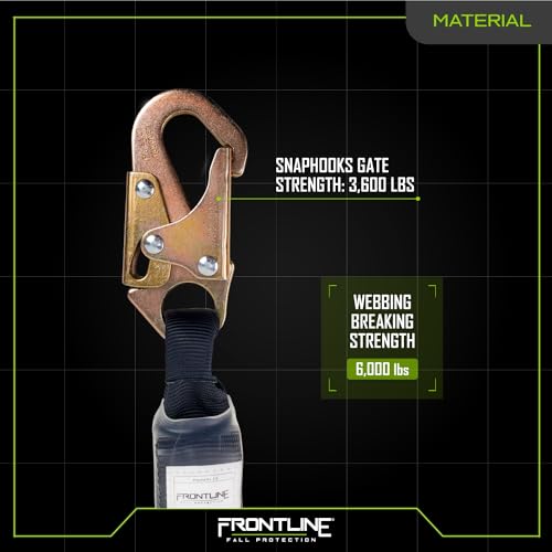 Image of Frontline LIS31S Combat 3' Single Leg Snaphook Lanyard with Internal Shock Absorber | Fall Arrest Restraint Protection Equipment Construction PPE Roofing Gear | OSHA and ANSI Compliant