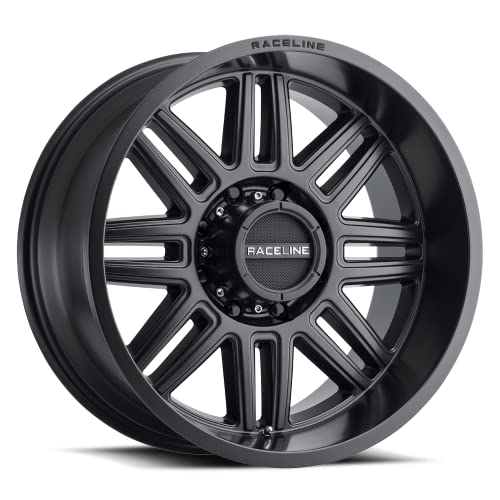 Raceline Wheels 948B SPLIT Wheel Satin Black 18X9"5X139.7 Bolt Pattern +18mm Offset/(5.57"B/S) Split Spoke Aluminum Passenger Car Wheels, Full Size Replacement Black Car Rims