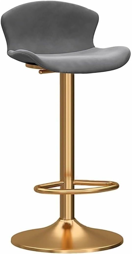 Tabouret de bar pivotant et réglable gris avec dossier haut rembourré - 5