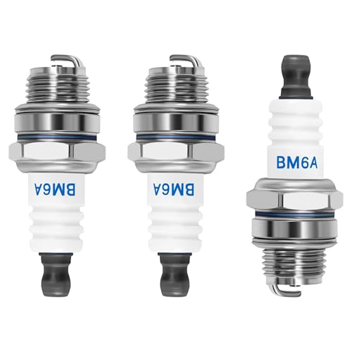 Tunejoy Bujía BM6A Bujías para Motosierra Reemplazo para 2 Tiempos Desbrozadora Cortacésped Motor 3 Piezas