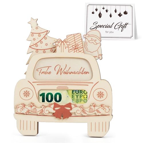 Tarjeta de Navidad de Madera, Tarjeta de Felicitación Navideña, sobre Regalo Dinero, Tarjeta para Regalar Dinero, Postales Navidad, Navidad con Familiares y Amigos