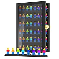 6 Layers Minifigure Display Case for Lego, Building Wall Display Cabinet Showcase for Small Miniature Collectibles Mini Brands, Wall-Mounted Display Case with Lockable Door, Black Finish Frame