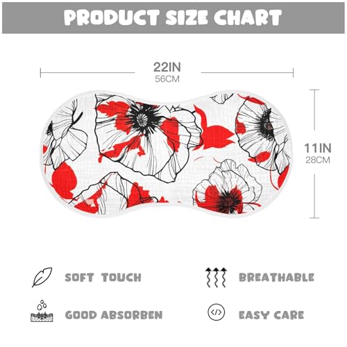 Morden Floral Poppy Sketch Burp Cloths for Babies Burp Rag Cotton Spit Up Rag for Babies Girls Infants4