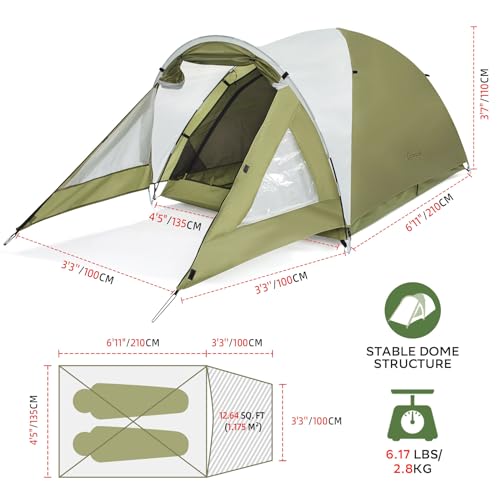 Clostnature Vault Camping Tent with Porch - Waterproof 2 Person Tent for Camping, Easy Setup Lightweight Two Person Shelter for Hiking, Backpacking, Family, Outdoor image 8