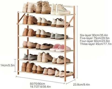 Wooden Shoe Cabinet, Tall Freestanding Shoe Rack, Vertical Stackable Boot & Shoe Storage Organizer, Narrow Design (75x70cm/29.5x27.6in) for Entryway & Hallway