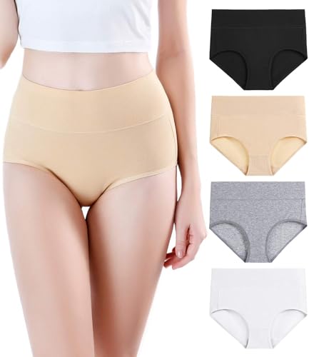Image of wirarpa Women's Modal Underwear Soft High Waist Briefs Ladies Panties 4 Pack (Regular & Plus Size)