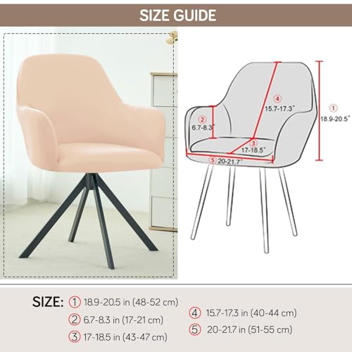 Image of HOKIPO 'SereneSolids' 140 GSM Stretchable Swivel Chair Cover High Armrest Slipcover, Beige (NEW-AR-6247-BGE)