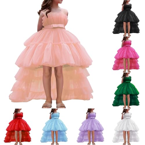 Toddler Girls High Low Tutu Dress Bow Front Tulle Evening Wedding Birthday Party Dresses Kids Ball Gown for 2-11 Years2
