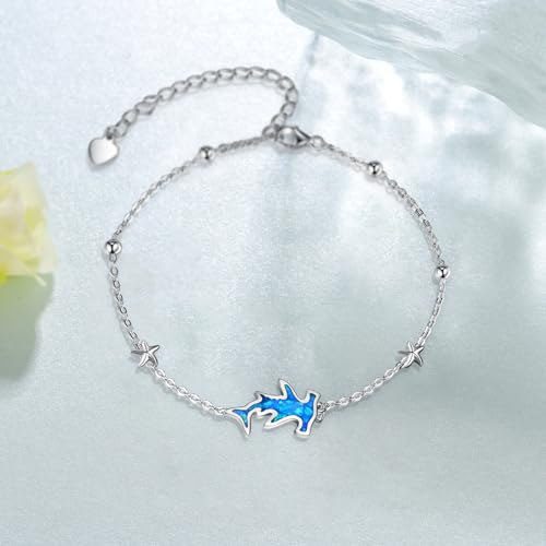 Hammerhead Shark/Starfish/Octopus Sterling Silver Shark Bracelet for Women - Cute Ocean Animal Jewelry for Women3