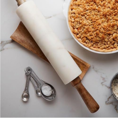 Whitemarblerollingpinwithwoodbase  Urban Country Home Decor White marble rolling pin with wood base  urban country home decor