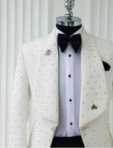 Men's Shawl Lapel 2-Piece Suit One Button Tuxedos Hot Stamping Embossing Jacket with Trousers for Banquet Wedding3