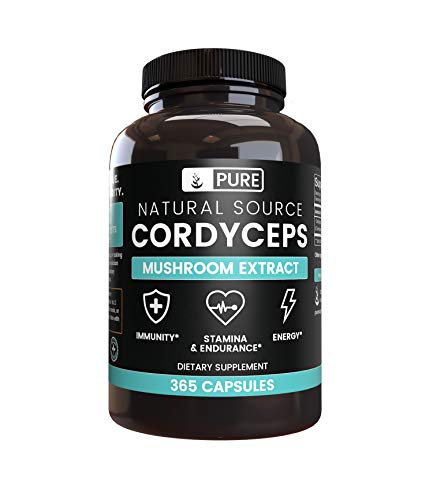 100% Natural Cordyceps |4 Month Supply |No Stearate or Rice Filler, Made in USA, Non-GMO, Vegetarian, Gluten-Free, 1800 mg of Undiluted Cordyceps with No Additives (365 capsules)