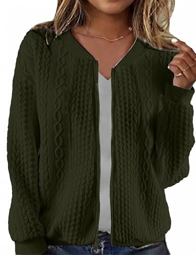 Image of Larmliss Women's Zip Up Cardigan Sweater Hoodies Long Sleeve Jacket Crewneck Casual Outerwear Spring Fall Trendy Coat Outfits