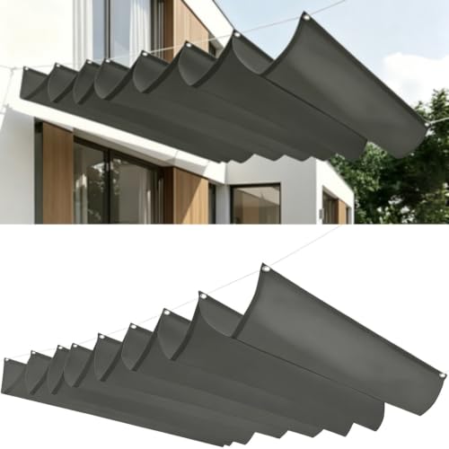 Filet bâche ombrage 150x440 cm imperméable gris clair avec cordes - 2