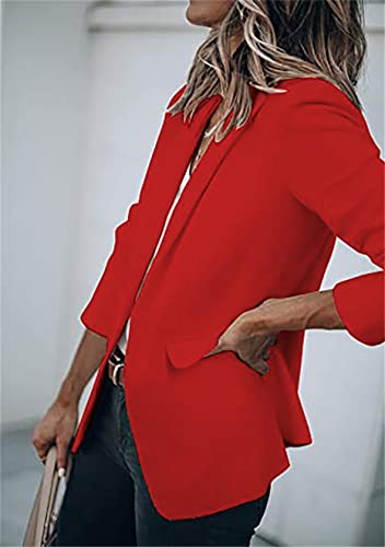 DIACACY Womens Casual Lapel Long Sleeve Blazer Open Front Work Jacket Button Solid Color Office Oversize Cardigan3
