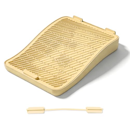 Tapis de litière pour chat amovible et lavable jaune 44x35x8 cm