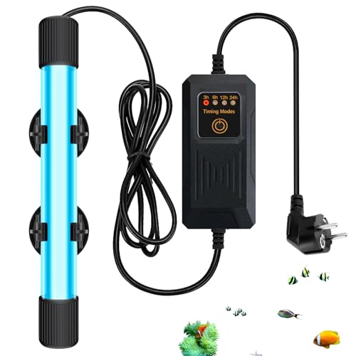Lampe UV Stérilisateur pour Aquarium, 13W Lampe UV Aquarium avec Minuterie contre Algues & Bactéries, Lampe UV Aquarium pour Étang, Piscine, Filtre, Chenil, Étanche, pour Maison & Cuisine