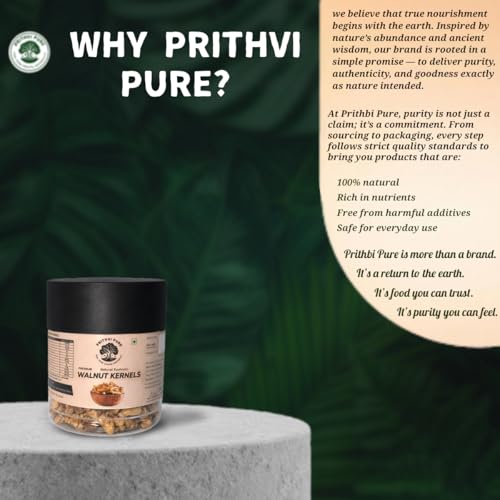 Image of PRITHVI PURE Walnuts Kernels 250 Gram | Natural Crunchy & Nutritious | Akhrot Without Shell | Rich in Omega-3, Protein & Antioxidants | Gluten-Free | Ideal for Snacking, Baking & Cooking