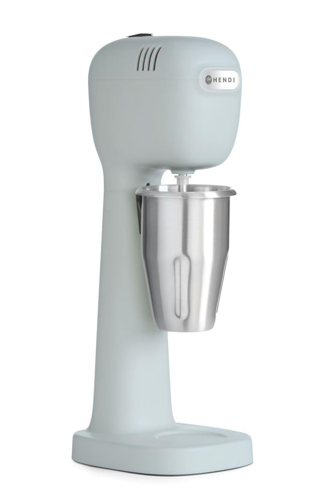 HENDI Mixer Professionale per Bevande, Aeratore di Bevande Leggere, Frappé, Cappuccini Freddi, Include 2 Bicchieri e 4 Agitatori, 230V/400W, 170x196x(H)490mm, Blu