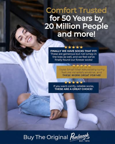 Image of Pembrook Ankle Diabetic Socks for Women & Men | 6 Pairs | Wide Non Binding Socks Quarter Length | Edema Neuropathy Socks