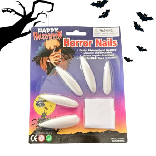 ゴシック プレスオンネイル - 10枚入り 不気味なロングタイプ フェイクネイル,再使用可能 ゴシックデザイン 吸血鬼 仮装 ホラーハウス ステージパフォーマンス ハロウィンパーティー向け