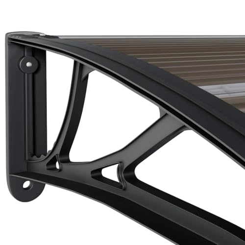 Toit de porte noir 350x75 cm en polycarbonate robuste pour auvent entrée - 6