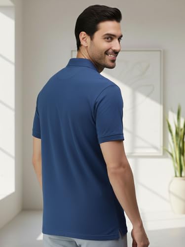 Image of Lux Cozi Men's Polo T-Shirt Regular Fit Half Sleeves with Pocket | Cotton Blend Polo Neck Collar T-Shirt for Men | Casual, Office Comfortable Breathable T-Shirt | Stylish Plain Tee