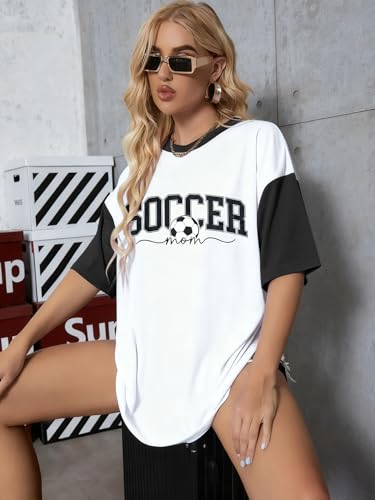 Image of ALLTB Soccer Cup 2026 Shirt Soccer Mom Shirts Women Oversized Football Match Season Jersey Bow T-Shirt Short Sleeve Top