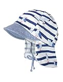 maximo Unisex Mini-Schildmütze Marine-wollweiß, maritim, Jersey Bedruckt, Nackenschutz, Bindeband, Sonnenhut Made in Germany (as3, Numeric, Numeric_51)