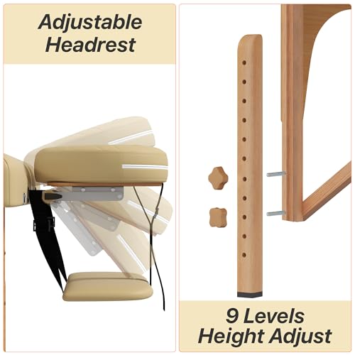 Image of KCC Memory Foam Massage Table Premium Portable Foldable Massage Bed,Beige