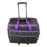 Grand sac à roulettes pour machine à coudre, noir avec bordure violette | 53 x 41 x 29 cm | Rangement pour machine à coudre Singer, Bernina et la plupart des autres machines - 006106-BLK-PURPLE
