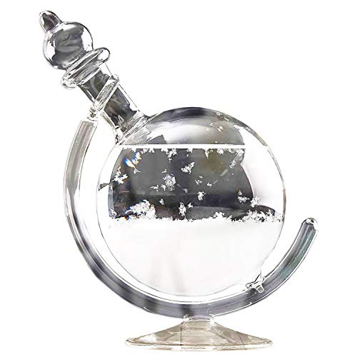 LABABE Storm Glass Creative Stylish Desktop Globe Weather Stations Crystal Weather Forecaster Bottle Meteorological Display Bottle Glass Crafts Home Decoration New Year?Glass Base?