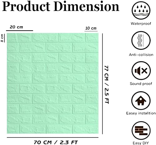 Image of Barebeauty 3D Wall Panel Wallpaper, Self Adhesive PE Foam Brick Sticker, Waterproof Wall Covering for Home Decor, 70 x 70 cm (Pack of 6, 31.62 Sq. Ft. Approx)